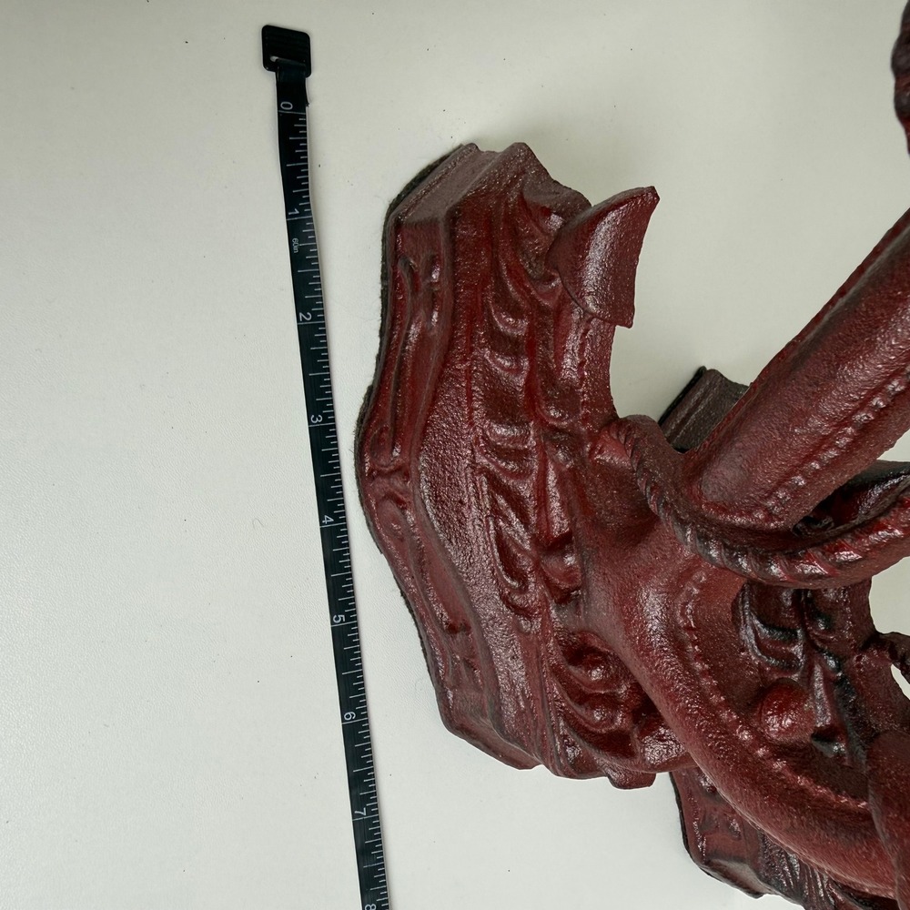Anchor Bookends Nautical Cast Iron Set 2 Burgundy Red Coastal Decor - Picture 7 of 8